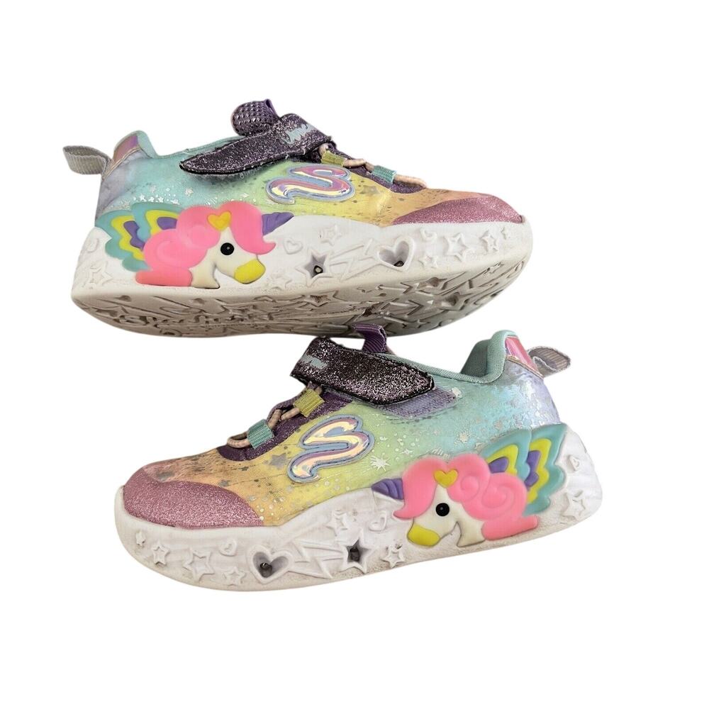 Skechers S-Lights Girls Size 7 Unicorn Dreams Slip-On Sneakers